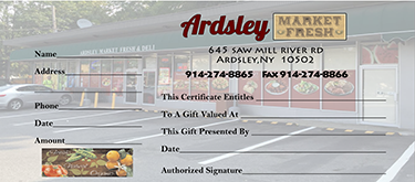 Ardsley Gift Certificates Available